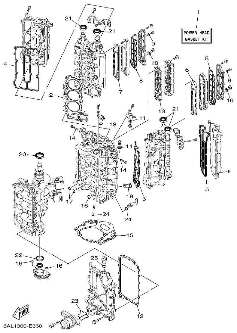 Yamaha F225BET, FL225BET REPAIR KIT 1 parts diagram